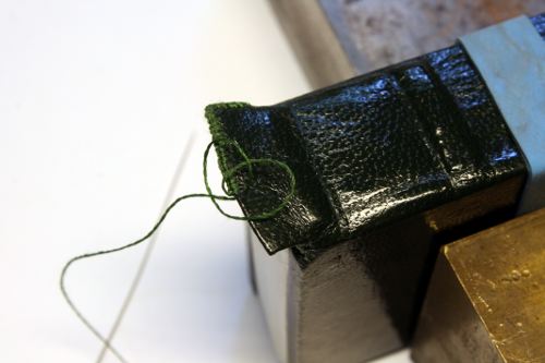 End tab stitching on the Romanesque Bestiary by Randy Asplund